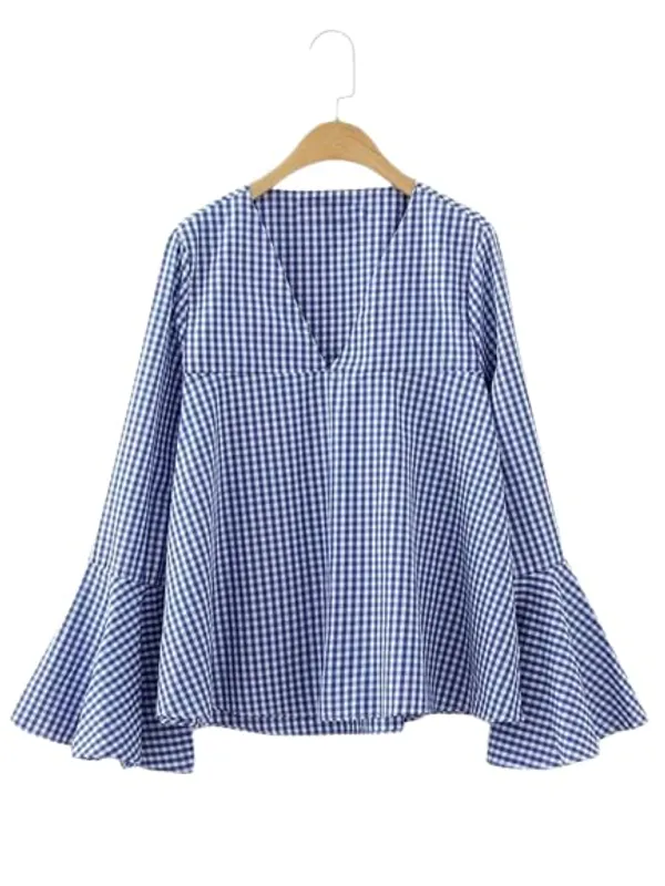 Popuppatka_Women_Casual_Shirts_Full_Sleeve_||_Casual_Shirts_Stylish_Western_For_Women�Blue_Check